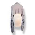 None Neutral Taupe Beige Abstract Art Knit Shawl Wrap Poncho Scarf Lightweight Layer Photo 3