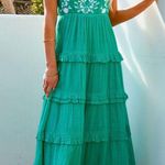 VICI PARISA EMBROIDERED TIERED MIDI DRESS - GREEN Photo 1