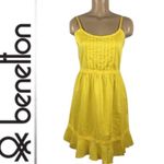 United Colors Of Benetton Benetton Yellow Sleeveless Cotton Summer Dress New S Photo 7
