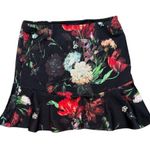 EXPRESS Black and Red Skater Mini Skirt with Ruffles Photo 0