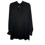 ZARA W/B Collection Black Long Sleeve Dress Neck Tie Medium Casual Mini Dress Photo 4