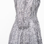 Mac Duggal  -  Silver High Neck Above Elbow Sleeve Embellished A Line Dress Photo 2