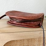 Margot New York | Floral Embossed Tooled Leather Half Moon Crossbody Purse Brown Photo 3