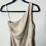 BHLDN Anthropologie Dylan One-Shoulder Satin Side Slit Gown Champagne Womens 8 Photo 6