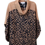 Fever Animal Print Cowl Neck Poncho Sweater Size S/M New Brown Size M Photo 0