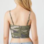 Forever 21 NWT Corset Top Womens L Green Camo Bustier Military Y2K Grunge Baddie Photo 2