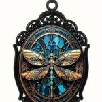 Vintage Boho Goth Dragonfly Pendant Necklace Black Photo 0