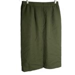 Leslie Fay Vintage  Pencil Skirt S Green Pockets Wool Pleated Button Union Made Photo 2