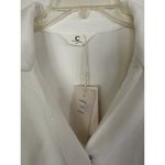 NWT Commense Womens Collared Cuffed Sleeve Button Wrap Short Dress White Medium Photo 9
