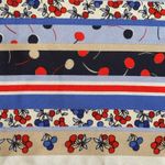 None Vintage Silk Square Scarf Blue Red Cherry Fruit Printed Border Whimsical Art Photo 5