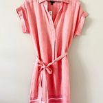 Talbots NWT Linen Popover Shirt Dress in Peach with Stripe Detail - Size M Photo 1