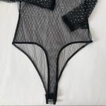 🆕 Clubwear Blouse Bodysuit (M) with Rhinestones Embellished 💥 Black Size M Photo 7
