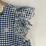 Sail To Sable  Gingham Cotton‎ Eyelet Floral Embroidery Flutter Sleeve Midi Dress Photo 4