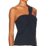 Veronica Beard  Belinda One Shoulder Top Ink Blue Jacquard 14 Photo 1