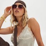 Free People NWT Long Island Oversized Square Sunglasses in Silver/Purple Ombré Photo 0