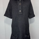 Demylee Wool Cashmere Mini Drop Waist Sweater Dress Chunky Buttons Turtleneck L Gray Size L Photo 0