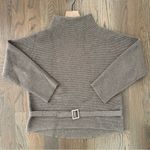 Vince Cashmere Wool Ribbed Funnel Neck Belted Sweater in Light Brown Size Small Photo 2