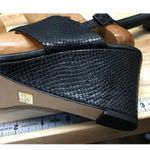 Louise et Cie Quarza Wedge Sandals Women's 7 Black Embossed Leather Slingback Photo 8