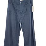 Anthropologie Maeve The Colette Pants Wide Leg Linen Edition Navy Blue Size 28 Photo 4