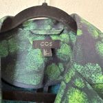 COS  Women's Green Tailored Jacquard Coat Sz 2 Photo 4