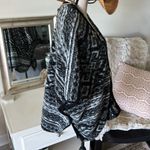Lucky Brand  boho Aztec tribal beach cozy black off white poncho cardigan OS​​​ Photo 8
