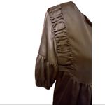 Pink Twill Women’s Babydoll Blouse Charcoal Gray Satin Feel Size M Short Sleeve Size M Photo 3