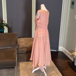 Women’s Pink Chiffon Dress Floral Detail ZipUpBack Matching Jacket Size 24W/26W Photo 8