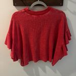 Altar'd State Altar’d State Washed Red Flutter Sleeve Cropped Waffle Top Large Photo 3