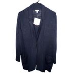 J Jill Textured Sweater Jacket Size XLP Cardigan Navy Pockets Stretch Knit NWT Blue Photo 1