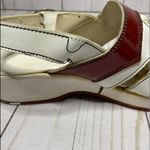 Vintage 60's Leather Clog Shoes Mules sz 35 5 wedge heel White Red costume Photo 4