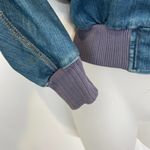 Levi Strauss & CO. Levi's Red Collection Bomber Denim Jacket Cropped Scratched Print Vintage Photo 10