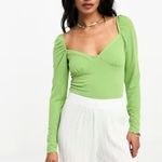 Free People Glamorous Long Sleeve Sweetheart Neck Bodysuit Green Sz M Photo 1