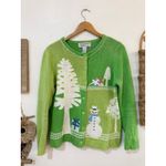 Tiara International Y2K Green Christmas Cardigan size medium Photo 1