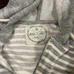 Native Code Hoodie Sweatshirt Large White Gray Striped Quarter Zip Pullover Photo 1