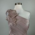 AQUA One Shoulder Mini Sheath Cocktail Dress Size 6 Pink and Metallic Gold by Photo 6