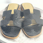 Lemonade Black Croc Embossed Slide Sandals Womens Size 9 Flat Summer Shoes Photo 0