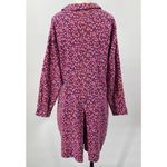 Vintage 70s Ditsy Floral Romper Shirtdress Button Down Long Sleeve Pink Purple Size 16 Photo 7