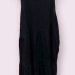 Gap Black Tiered Tank Dress Size M NWT Slub Jersey Knit Crewneck Shirring Photo 2