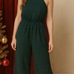 American Eagle Plaid Green Wide Leg Jumpsuit XS Vintage Y2K Christmas Academia Photo 0