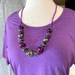 Purple Beaded Necklace With Silver Photo 2
