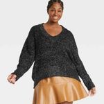 Ava & Viv  Metallif Shimmery V-Neck High-Low Sweater Photo 0