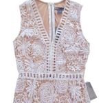 LOVE x DESIGN White Lace Lattice Taupe Shell Sleeveless Mini Dress Size XS Photo 1