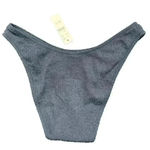 J.Crew  Textured Curved Waist Cheeky Bikini Bottom Demi Blue Size Small Photo 2