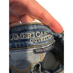 American Eagle  Blue Shortie Super Stretch Denim Jean Shorts Women Sz 0 Photo 2