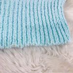 VINTAGE 80s Short Sleeve Crewneck Sweater Pullover Light Green Blue Size Large Photo 9