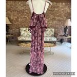 Indigo Thread Co Dress Maxi Floral Pom Flounce Burgundy XS Tiered Brunch Garden Pink Photo 11