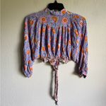Rachel Rachel Roy Lilac Orange Floral Cropped Button Down Blouse Womens XS Purple Photo 4