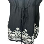 Heart soul Women’s Black White Floral Embroidered Babydoll Sleeveless Top Y2K Whimsigoth M Photo 6