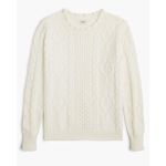 J.Crew NEW Cable-Knit Hearts Crewneck Sweater Women White Small Preppy Capsule Photo 1