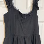 Black Mini Corset Square Neck Ruffle Sleeve A Line Lace Hem Gothcore Dress Large Photo 5